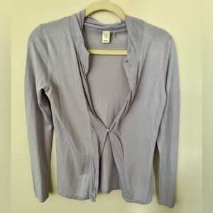 Kinross Women’s XS Light Lavender One Button Cardigan Silk Cashmere